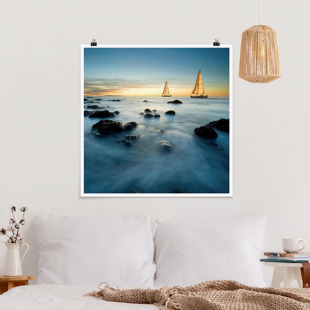 Poster Landschaft Segelschiffe im Ozean