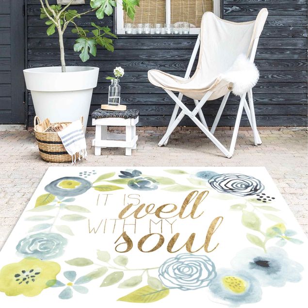 Teppich Outdoor Blumenkranz mit Spruch - Soul