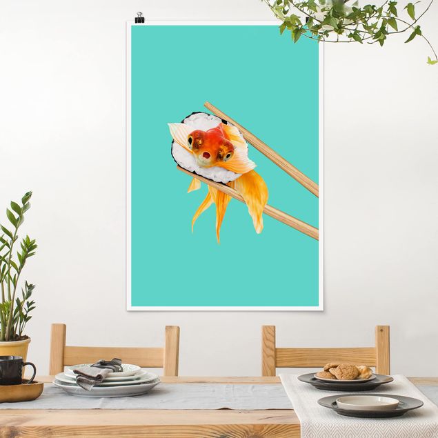 Poster Fische Sushi mit Goldfisch