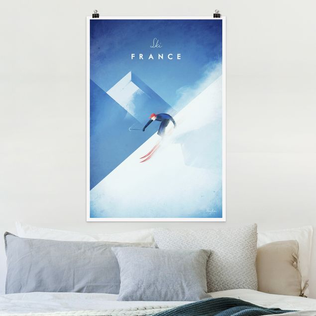 Poster Berge Reiseposter - Ski in Frankreich