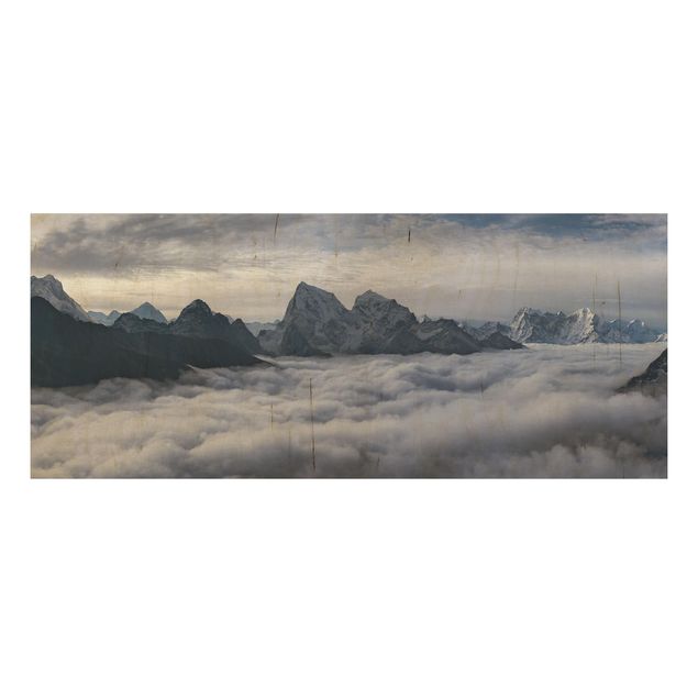 Holzbilder Wolkenmeer im Himalaya