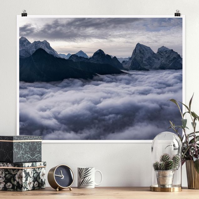 Poster Berge Wolkenmeer im Himalaya