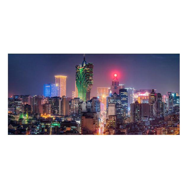 Magnettafel - Nachtlichter von Macau - Panorama Querformat
