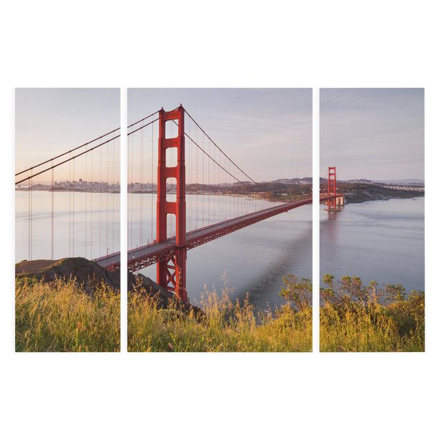 Leinwandbild 3-teilig - Golden Gate Bridge in San Francisco - Triptychon