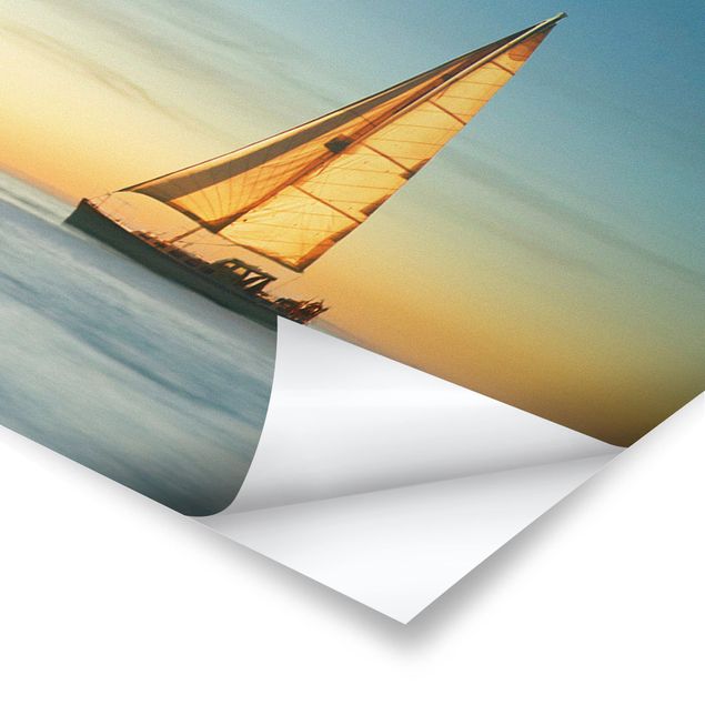 Poster - Segelschiffe im Ozean - Panorama Querformat