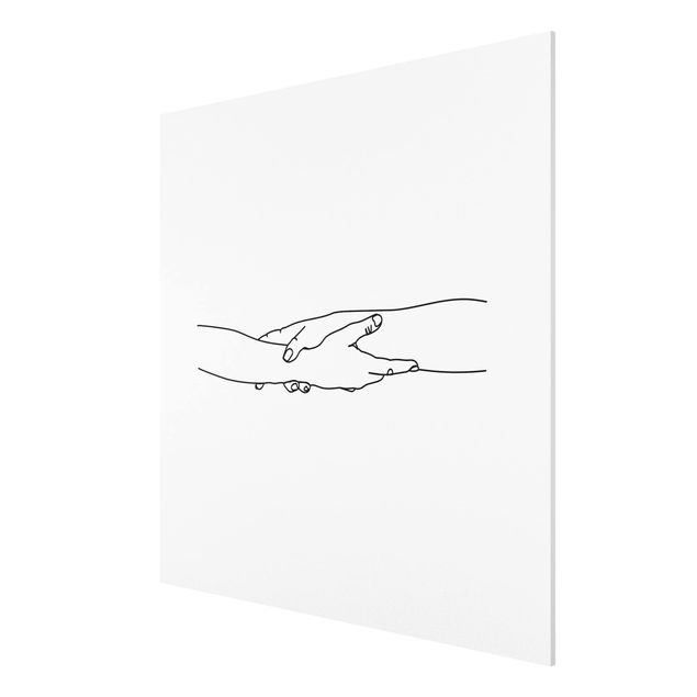 Forex Fine Art Print - Freundschaftliche Hände Line Art - Quadrat 1:1
