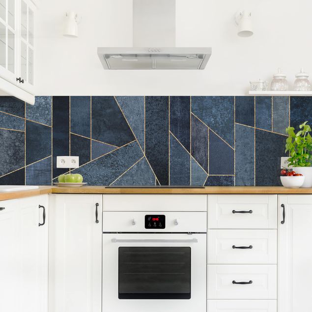 Küchenrückwand - Blaue Geometrie Aquarell