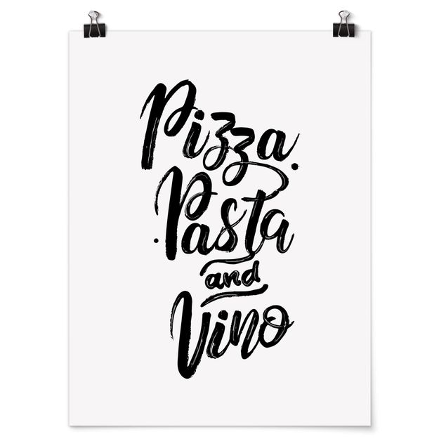 Poster - Pizza Pasta und Vino - Hochformat 3:4