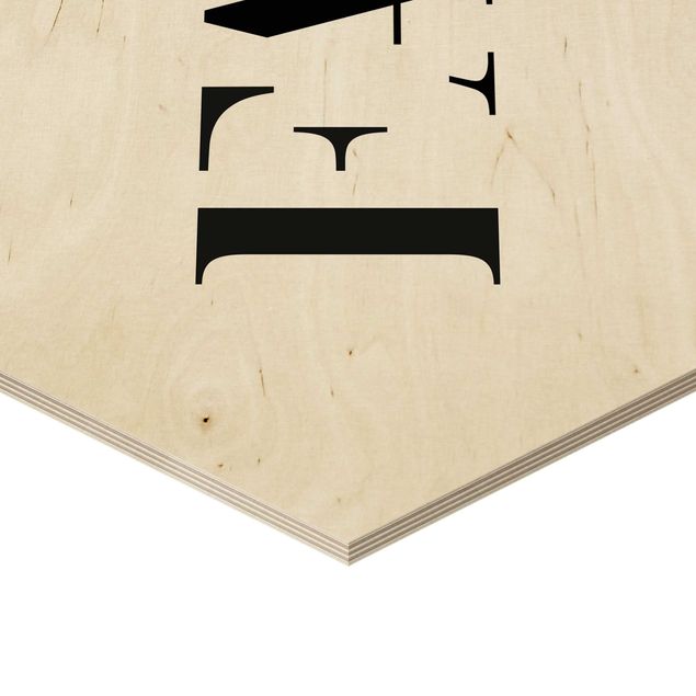 Hexagon Bild Holz 3-teilig - Buchstaben FAMILY Schwarz Set I