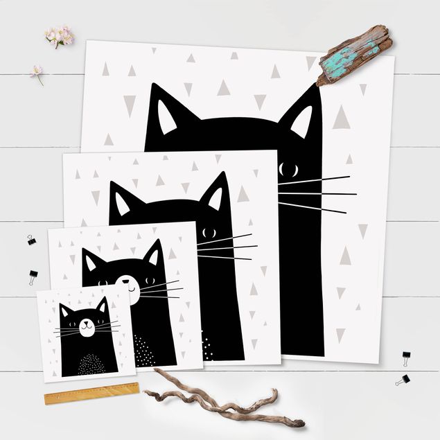 Poster - Tierpark mit Mustern - Katze - Quadrat 1:1