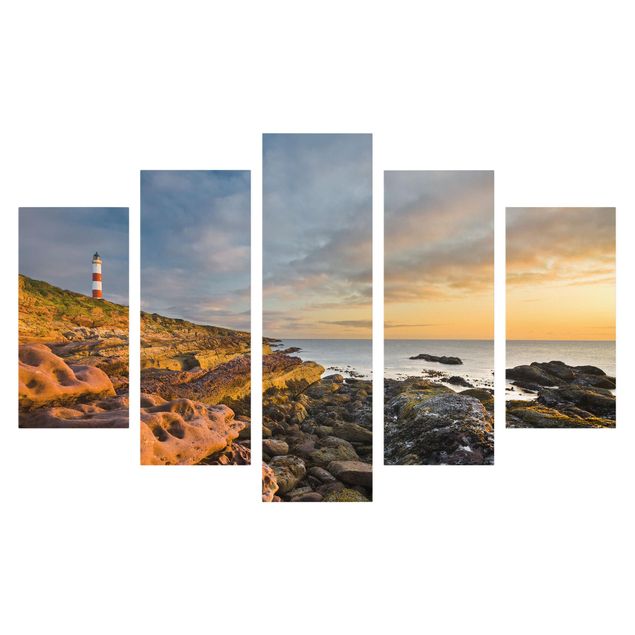 schöne Bilder Tarbat Ness Meer & Leuchtturm bei Sonnenuntergang