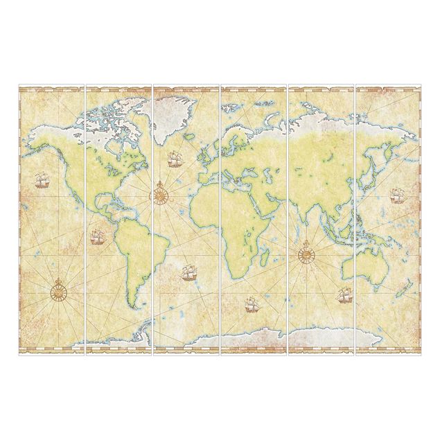 Schiebegardinen Set - World Map - Flächenvorhänge