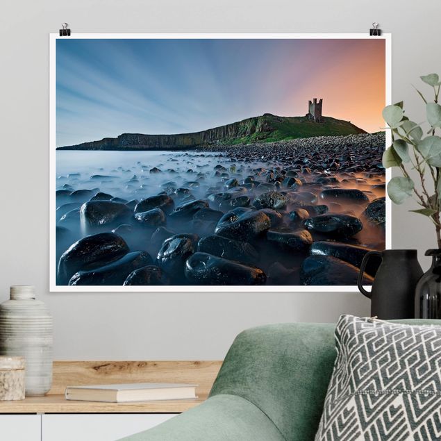 XXL Poster Sonnenaufgang mit Nebel bei Dunstanburgh Castle