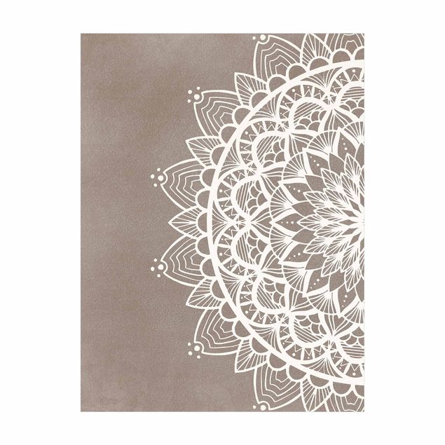 Teppich grau Mandala Illustration shabby weiß beige