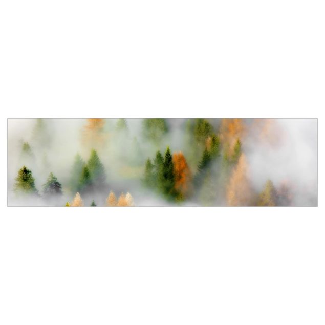 Küchenrückwand Motiv Nebelwald im Herbst