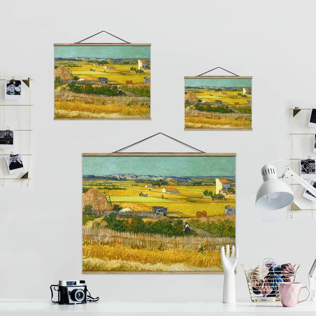 Stoffbild mit Posterleisten - Vincent van Gogh - Die Ernte - Querformat 4:3