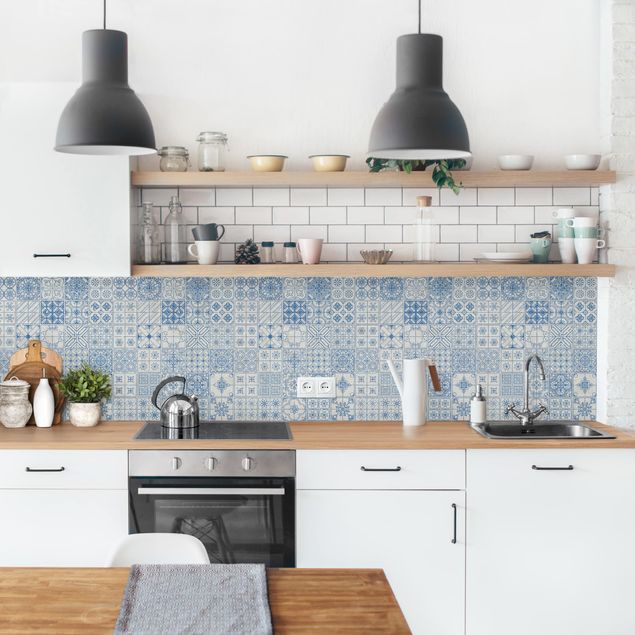 Küche Wandpaneel Fliesenmuster Coimbra blau
