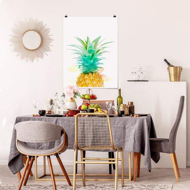 Moderne Poster Ananas Aquarell