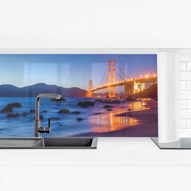Küchenrückwand selbstklebend Golden Gate Bridge am Abend