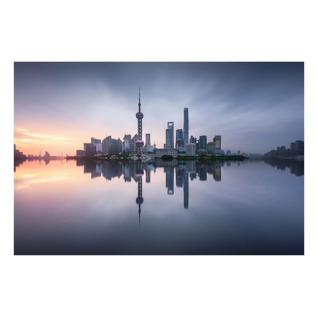 Bilder auf Hartschaumplatte Shanghai Skyline Morgenstimmung