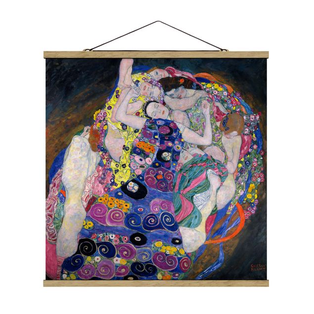 Stoffbild mit Posterleisten - Gustav Klimt - Die Jungfrau - Quadrat 1:1