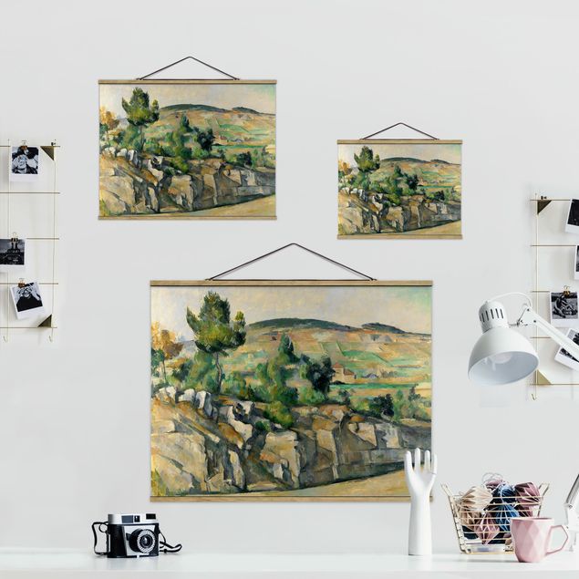 Stoffbild mit Posterleisten - Paul Cézanne - Hügelige Landschaft - Querformat 4:3