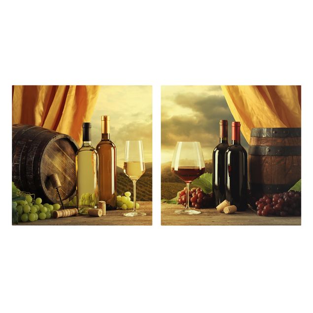 Leinwandbild 2-teilig - Wein mit Ausblick - Quadrate 1:1