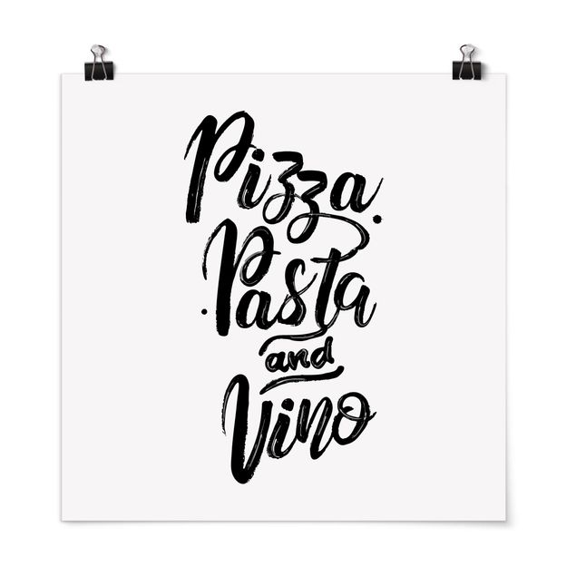 Poster - Pizza Pasta und Vino - Quadrat 1:1