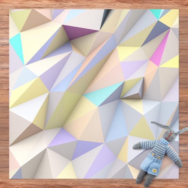Teppich Balkon Geometrische Pastell Dreiecke in 3D