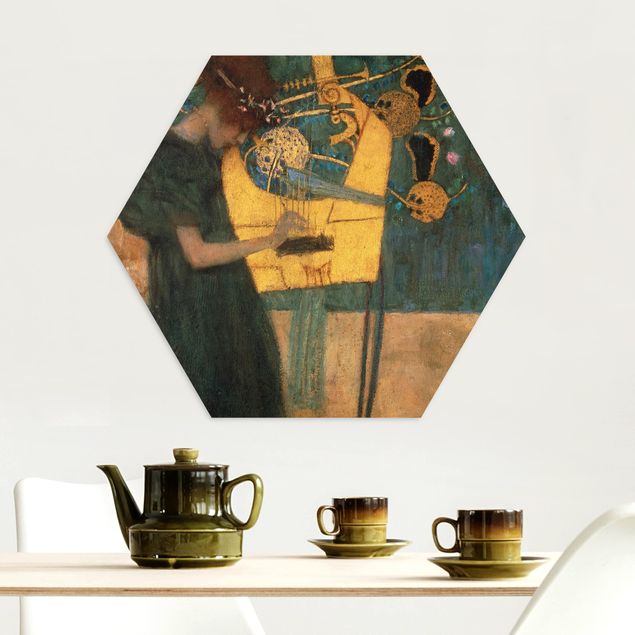 Hexagon Bild Alu-Dibond - Gustav Klimt - Die Musik