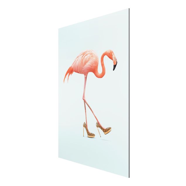 Alu Dibond Druck Flamingo mit High Heels