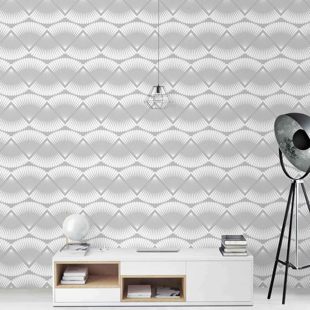 Design Tapeten Fächer Muster in Grau