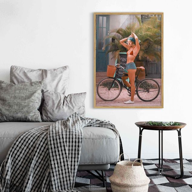 Blumen Bilder mit Rahmen Fahrrad Mädchen