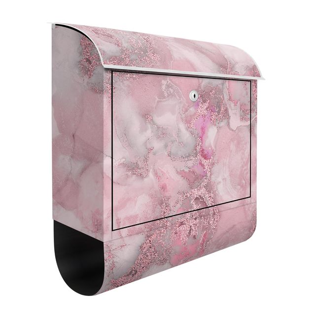 Briefkasten - Farbexperimente Marmor Pink und Glitzer