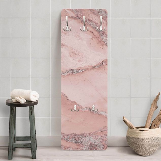 Wandgarderobe Abstrakt Farbexperimente Marmor Rose und Glitzer