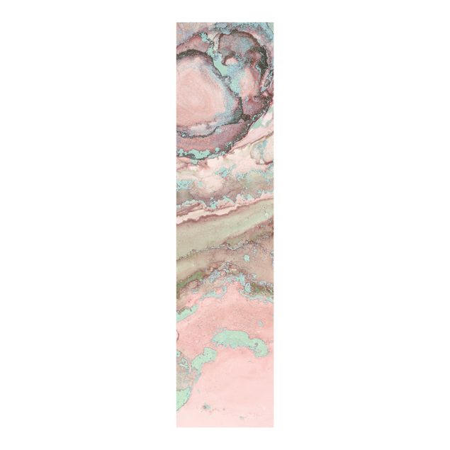 Schiebevorhänge Farbexperimente Marmor Rose und Türkis