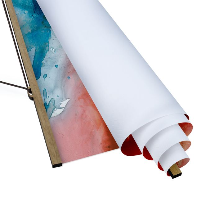 Stoffbild mit Posterleisten - Farbige Wasserspiele - Quadrat 1:1
