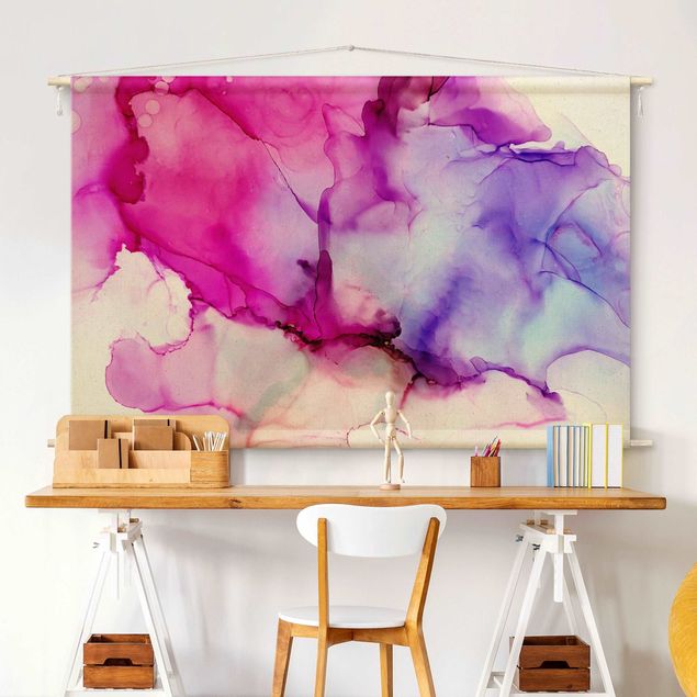 Wandteppich modern Farbkomposition in Pink und Lila