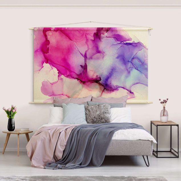 Wandtücher Farbkomposition in Pink und Lila