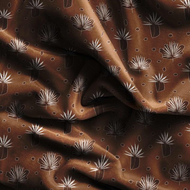 Vorhang blickdicht Farn Blätter mit Punkten - Rehbraun