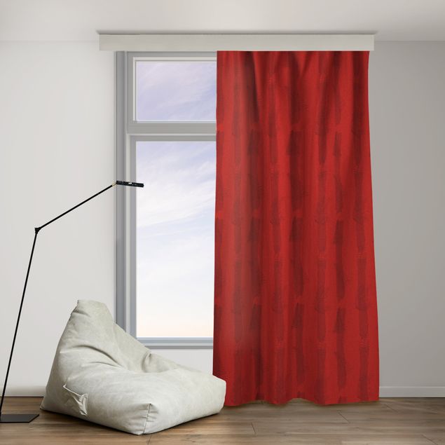 Vorhang Tür Farn Illustration mit Streifen - Rot