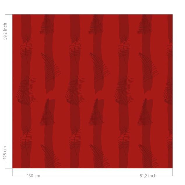 Vorhang Verdunkelung Farn Illustration mit Streifen - Rot