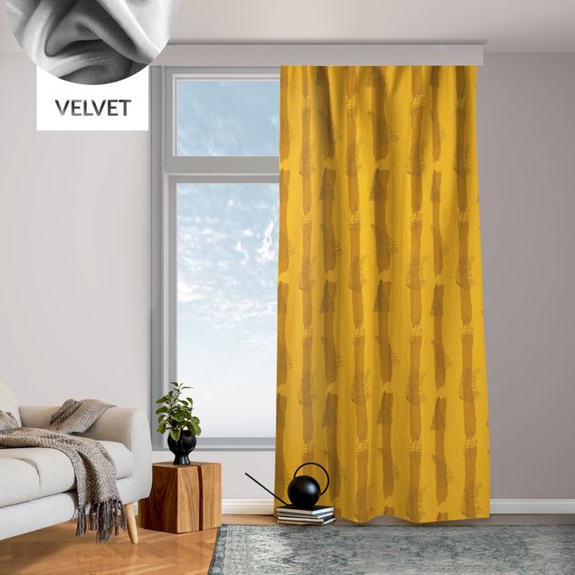 Vorhang Tür Farn Illustration mit Streifen - Warmes Gelb