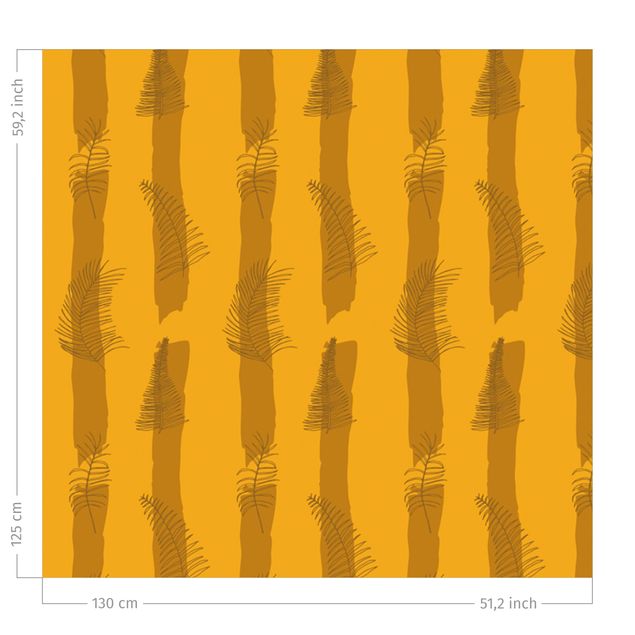 Vorhang Verdunkelung Farn Illustration mit Streifen - Warmes Gelb