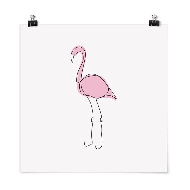 Poster - Flamingo Line Art - Quadrat 1:1