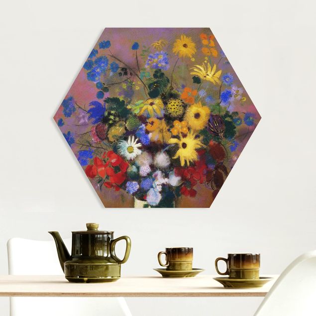 Hexagon Bilder Odilon Redon - Blumen in einer Vase