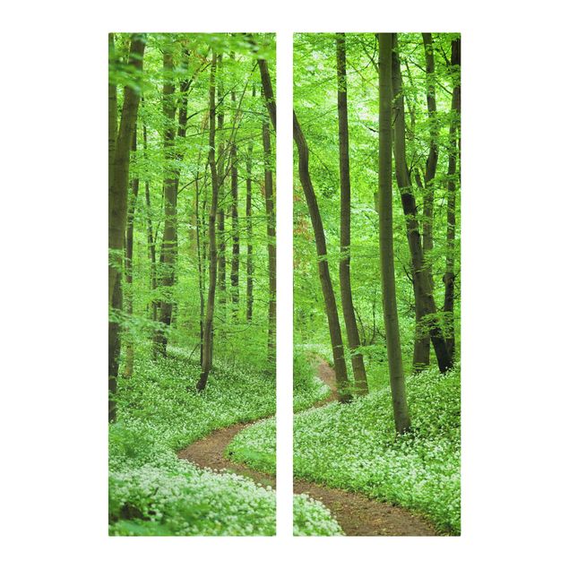 Leinwandbild 2-teilig - Romantischer Waldweg - Panoramen hoch 1:3