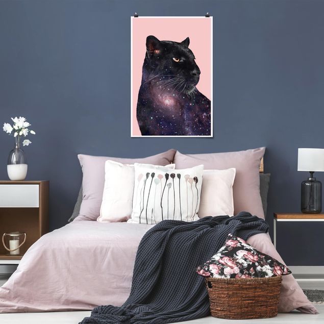 Moderne Poster Panther mit Galaxie