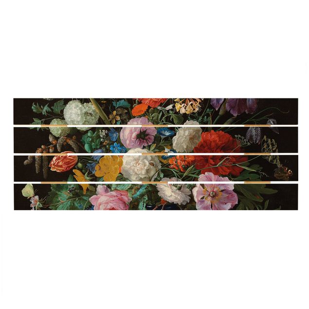 Holzbild - Jan Davidsz de Heem - Glasvase mit Blumen - Querformat 2:5