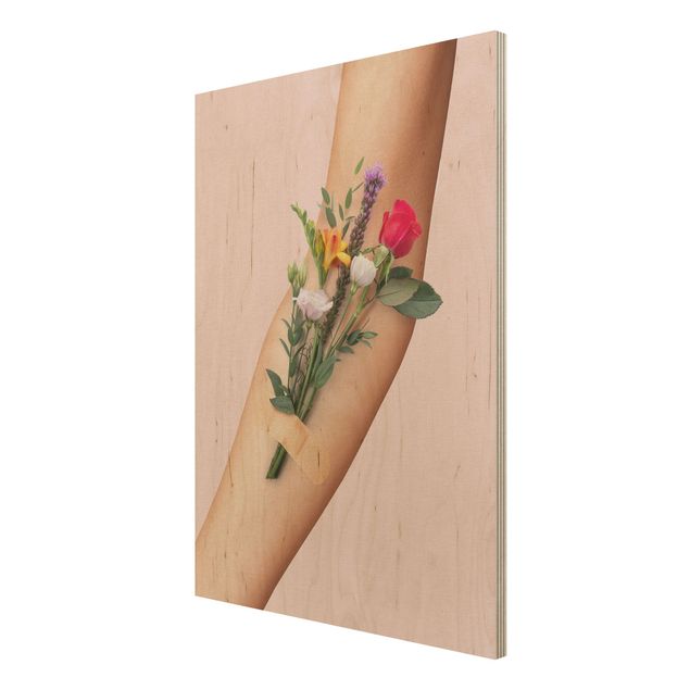 Holzbilder Arm mit Blumen